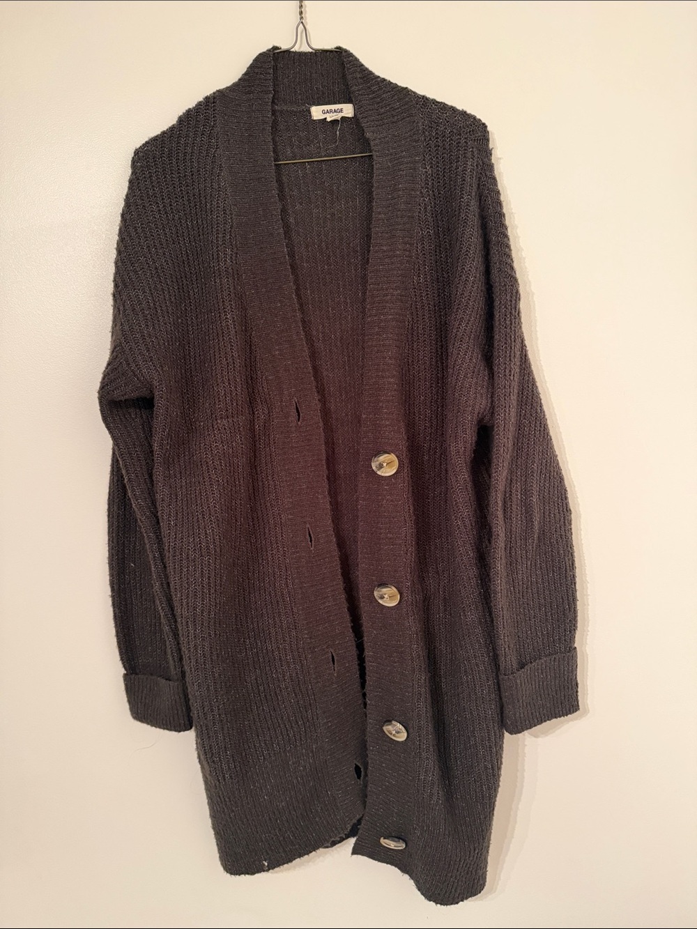 Garage Brown Knit Button-Up Cardigan